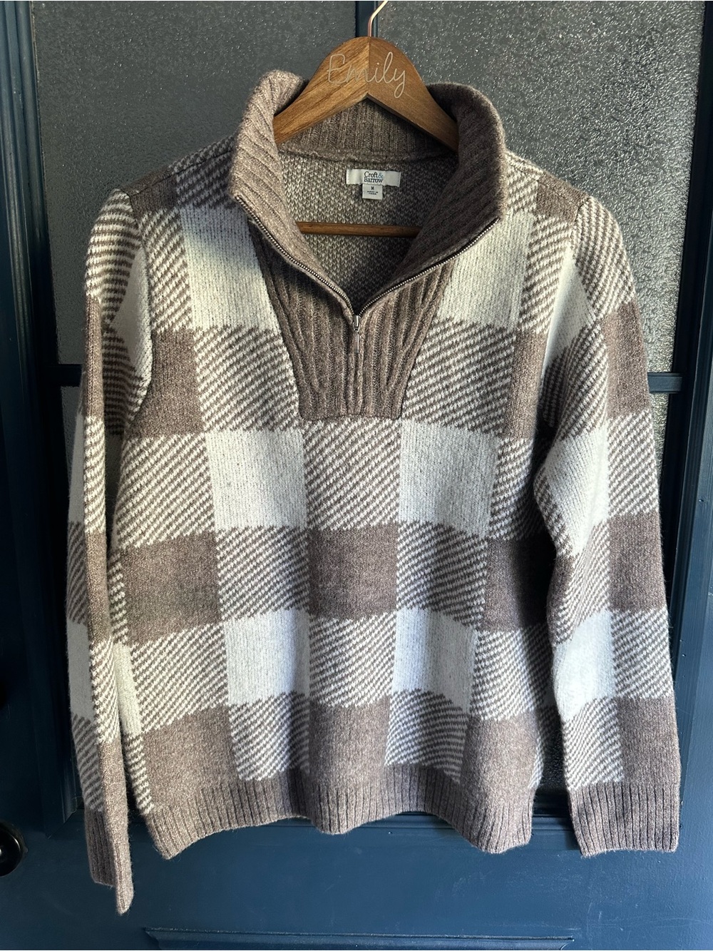 croft & barrow Checkered Quarter Zip Sweater